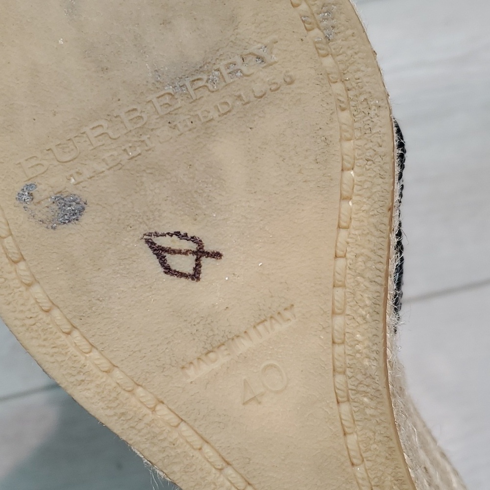 Burberry Womens Leather Logo Print Espadrille Wedge Sandals Shoes sz EU 40/10 - Picture 12 of 13